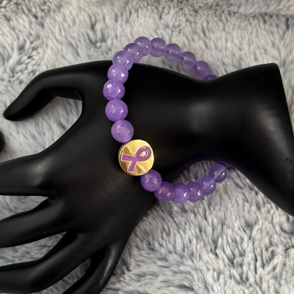 Purple Ribbon Awareness Jade Bracelet